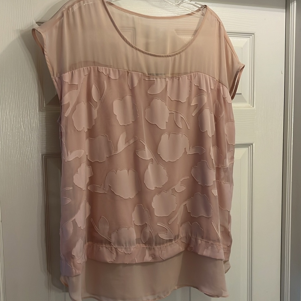 Ann Taylor XL Light Pink Cap Sleeve Blouse - Picture 3 of 8